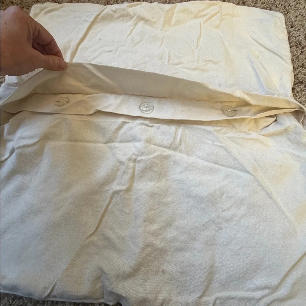 Pottery Barn 20 x 20 crewel embroidered botanical leaf pillow cover Cream blue